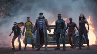 X23 (Daphne Keen), Wolverine (Hugh Jackman), Gambit (Channing Tatum), Blade (Wesley Snipes), Deadpool (Ryan Reynolds) and Elektra (Jennifer Garner) in Deadpool & Wolverine