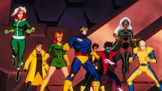 Rogue, Jubilee, Jean Grey, Cyclops, Sunspot, Nightcrawler, Storm and Morph in X-Men '97