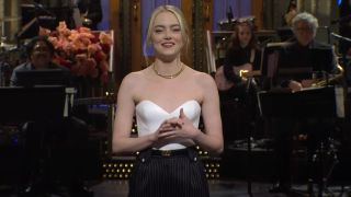 Emma Stone doing her monologue for SNL.