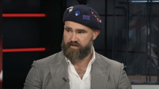 Jason Kelce wearing his beret on ESPN's NFL Countdown